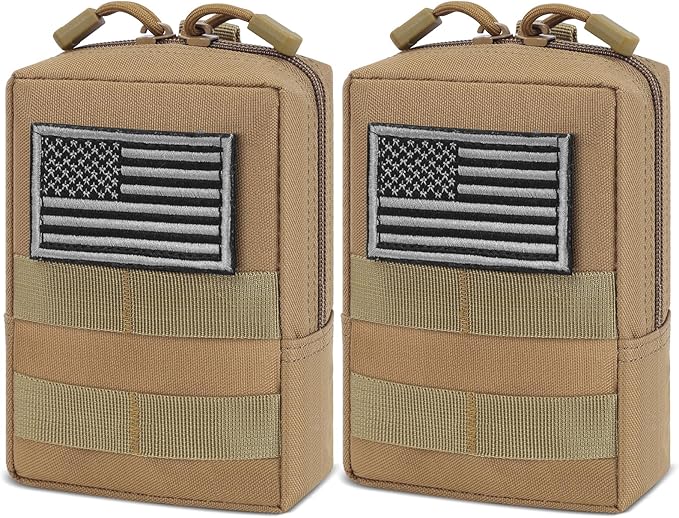 FUNANASUN 2 Pack Molle Pouches Tactical Pouch Small Molle Pouch Compact Water-Resistant EDC Pouch Molle Bag