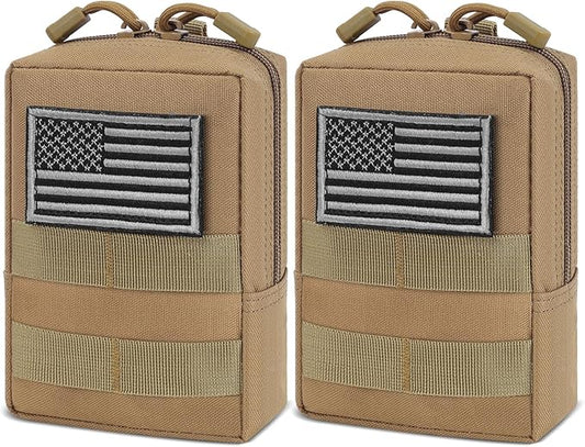 FUNANASUN 2 Pack Molle Pouches Tactical Pouch Small Molle Pouch Compact Water-Resistant EDC Pouch Molle Bag