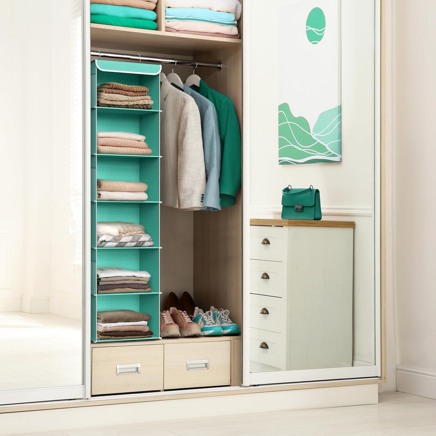 Simple Houseware 6 Shelf Hanging Closet Organizer, Turquoise
