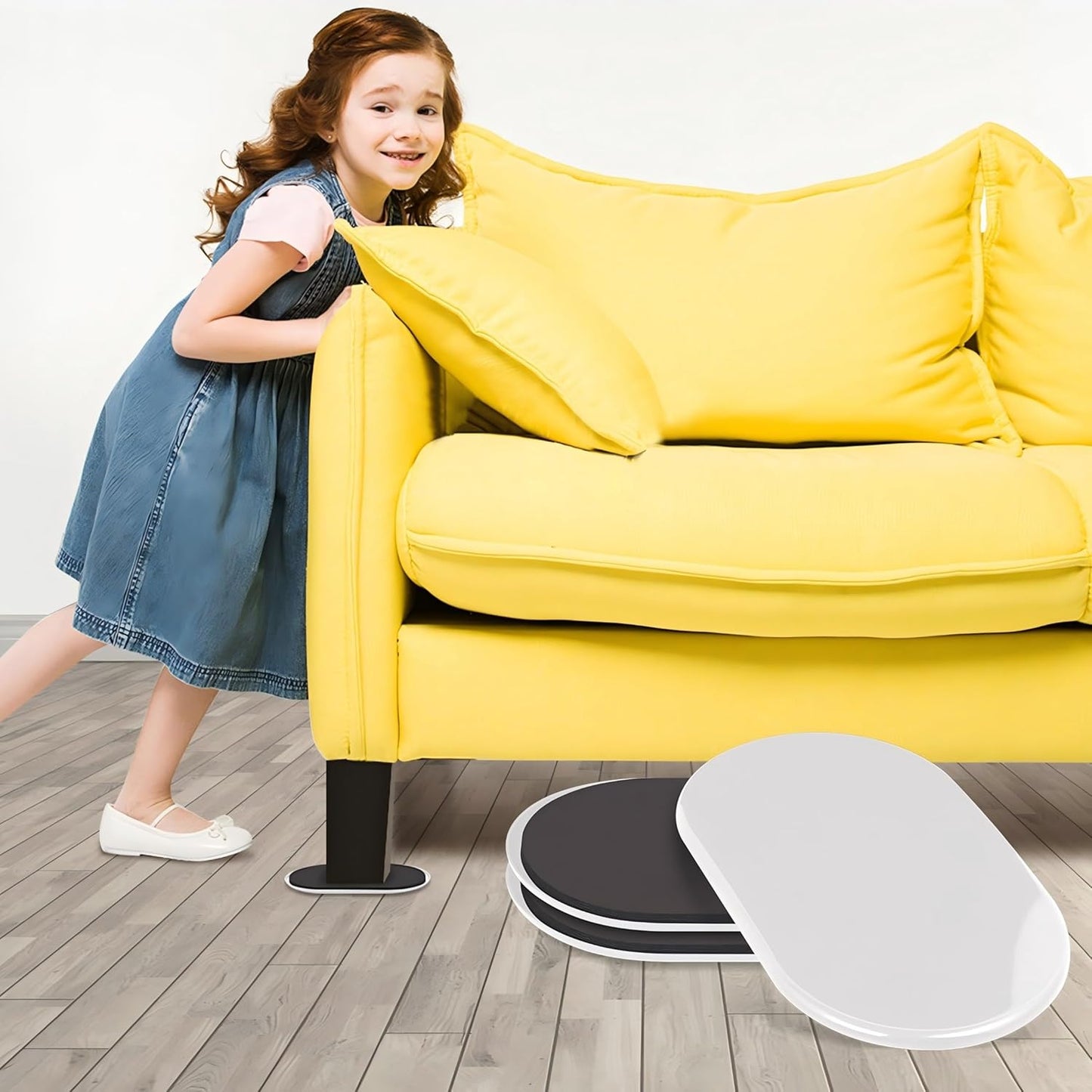 Reusable Large Furniture Movers Sliders for Carpet and Hardwood Floors-8 Pack 9-1/2" Oval Moving Pads Protector for Heavy Duty Sofa Bed Table Desk,Quickly and Easily Move Any Item, Beige