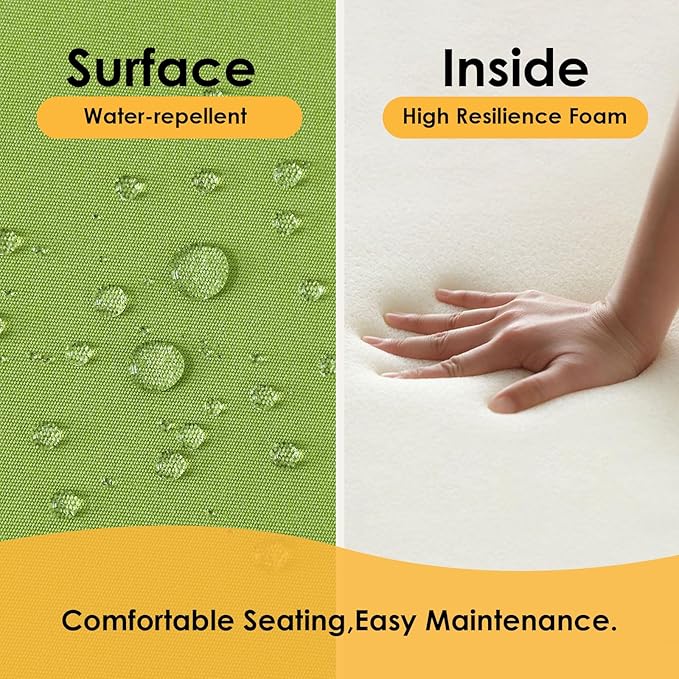 Outdoor Sunbrella Round Corner Seat Cushion, 17"x16"x2", Set of 4, Non Slip Seat Cushion Pads with Removable Cover for Patio Furniture, Garden Yard Lawn, Canvas Ginkgo