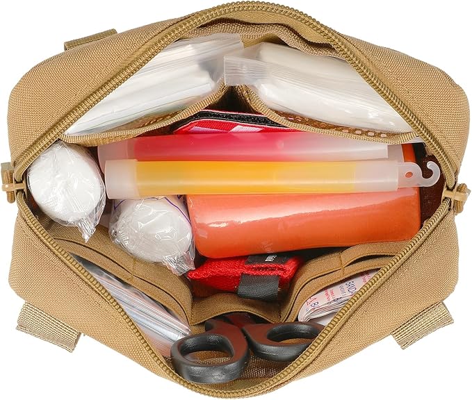 Tactical Molle Admin Pouch Utility Laser Cut EDC Tool Pouch Bag Horizontal Modular Pouches Include US Flag Patch and Keychain