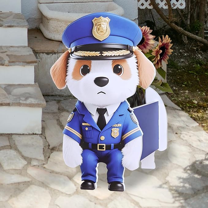 Police Officer-Style Dog Planter, Pet Shape Garden Pots Plant Pots for Indoor/Outdoor Gardens Decoration, Funny, Surprise Gifts/Souvenirs for Pet Lovers (Police Officer-Style Dog)