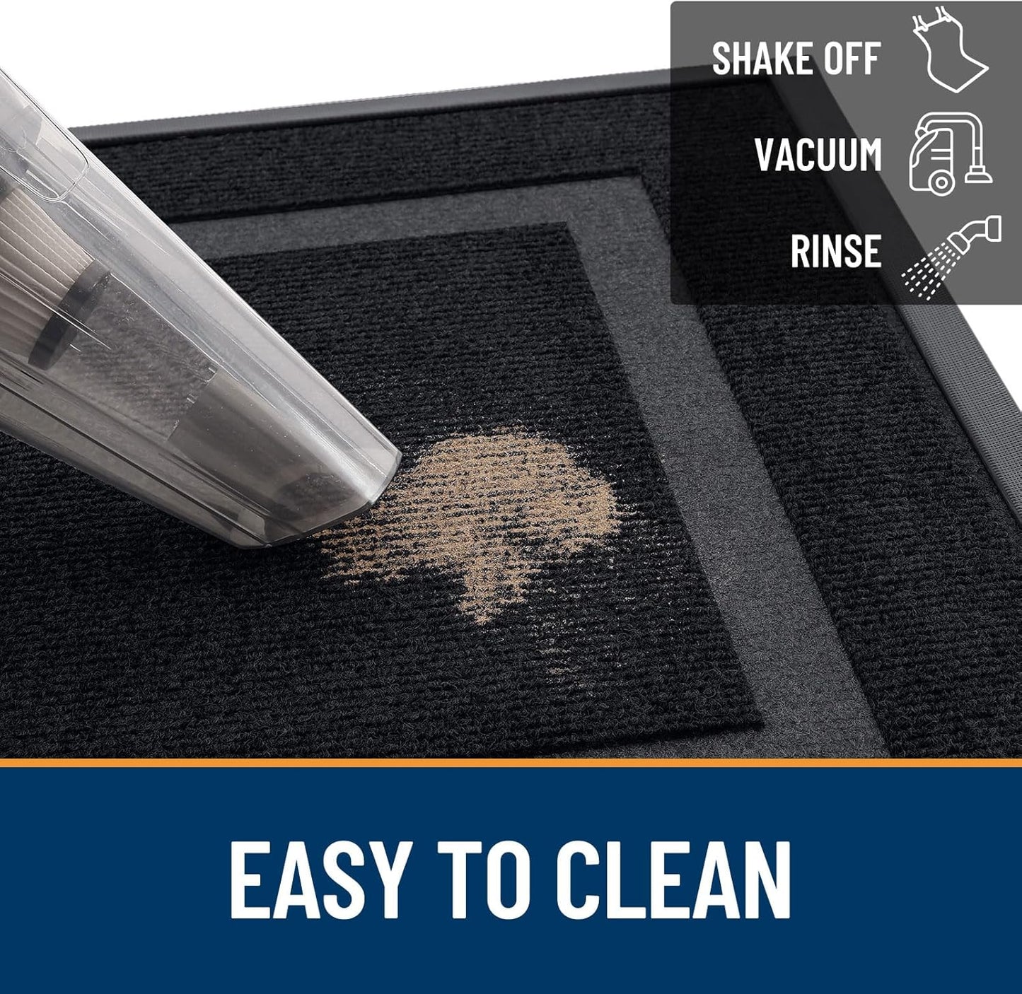 OLANLY Front Door Mat Indoor Outdoor Entrance, Waterproof All-Season, All-Weather Doormat, Sturdy Natural Rubber, Fade Resistant, Low Profile, Easy Clean Patio Porch Entryway Mat, 47x17, Black