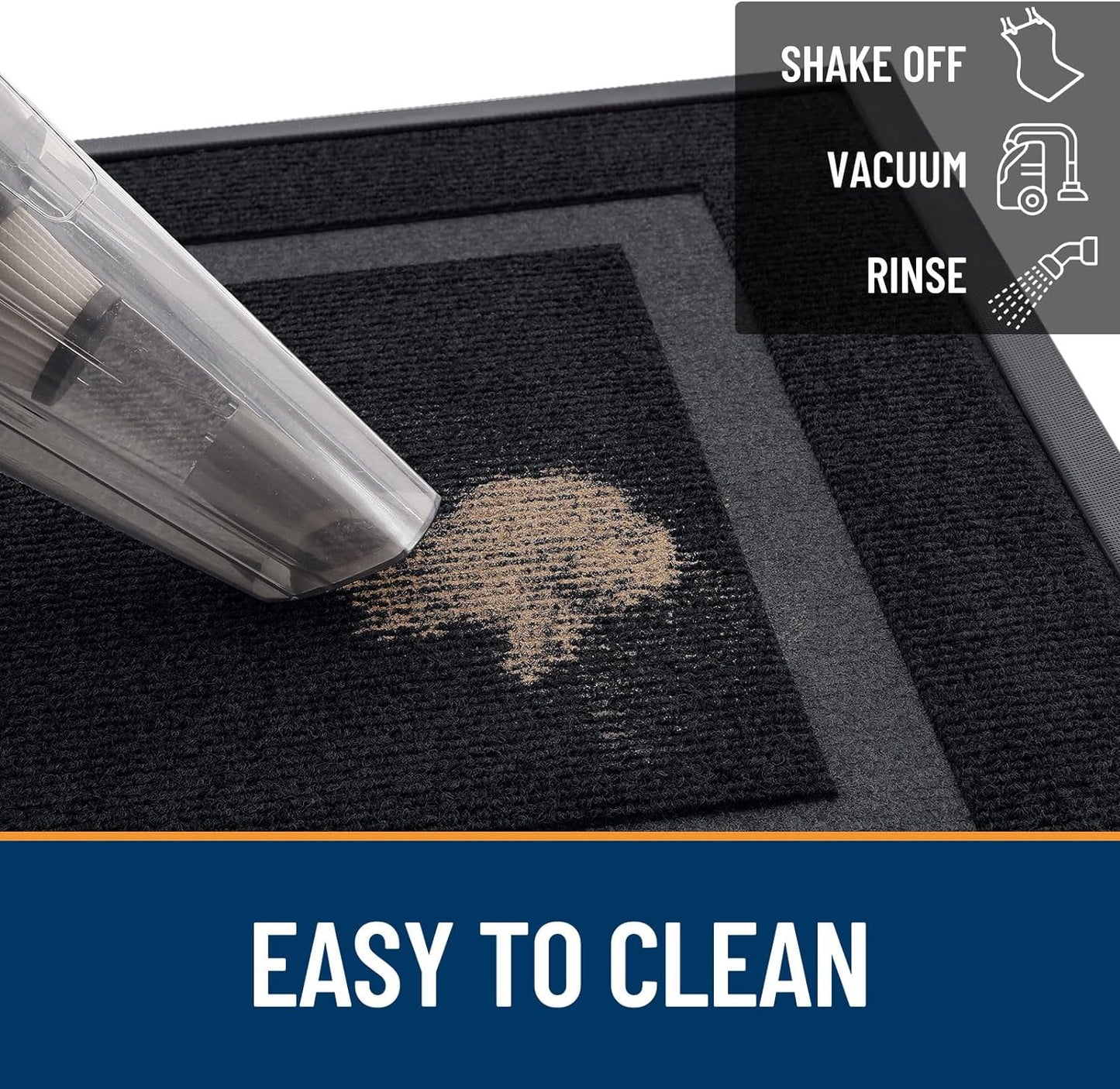 OLANLY Front Door Mat Indoor Outdoor Entrance, Waterproof All-Season, All-Weather Doormat, Sturdy Natural Rubber, Fade Resistant, Low Profile, Easy Clean Patio Porch Entryway Mat, 59x23, Black