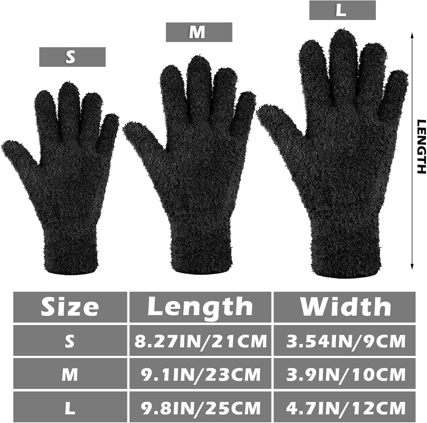 Patelai 3 Pairs Microfiber Plant Dusting Gloves Leaf Cleaning Gloves for Indoor Plants, Blinds, Furniture, House(Small,Black)