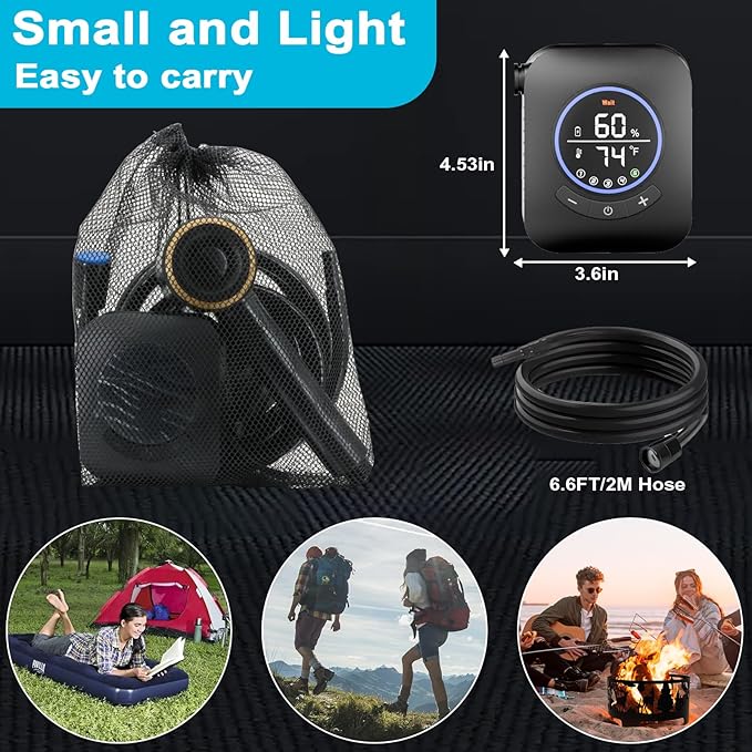 Upgraded 8000mAh & 5 Speed Portable Shower for Camping with Portable Shower Pan 41" x 41" x 5" with Mesh Storage Bag