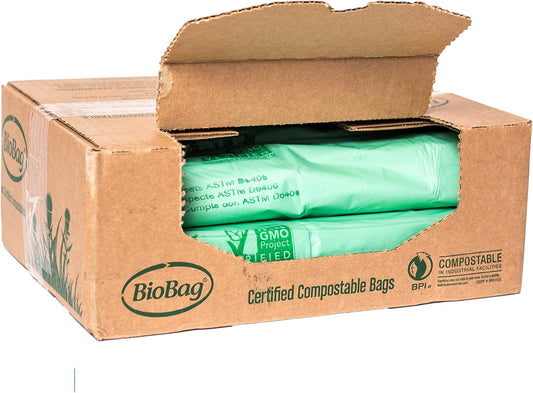 BioBag (USA) The Original Compostable Bag, 8 Gallon, 500 Count, 100% Certified Compostable Trash Bag Liners for Food Waste, Extra Strong and Durable