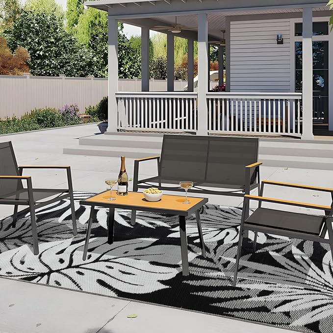 Outdoor Rug 9x12 ft Waterproof, Reversible Outdoor Plastic Straw Rug for Patios Clearance, Outdoor Area Rug Carpet RV Mat for Camping Backyard Deck Porch