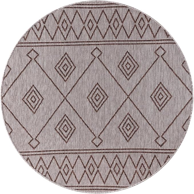 Keen Home Design Terrace Outdoor Round Rug - 8ft Round Washable Indoor/Outdoor Rug for Patio, Kitchen, Balcony, Beach, Garden, Deck and Porch, Size: 7'7" Round