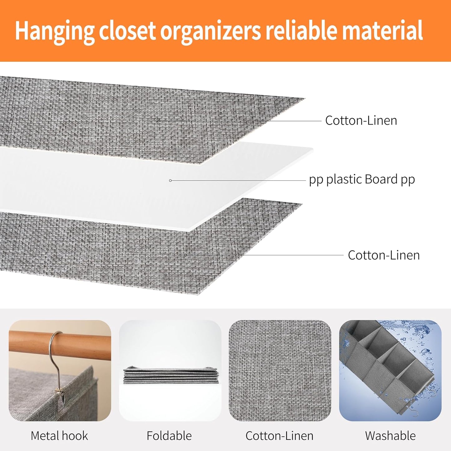 Large Hanging Sweater Organizer for Closet,Collapsible 6-Shelf Hanging Closet Shelves with Drawers, Washable (Grey-6 Shelf-1 d)