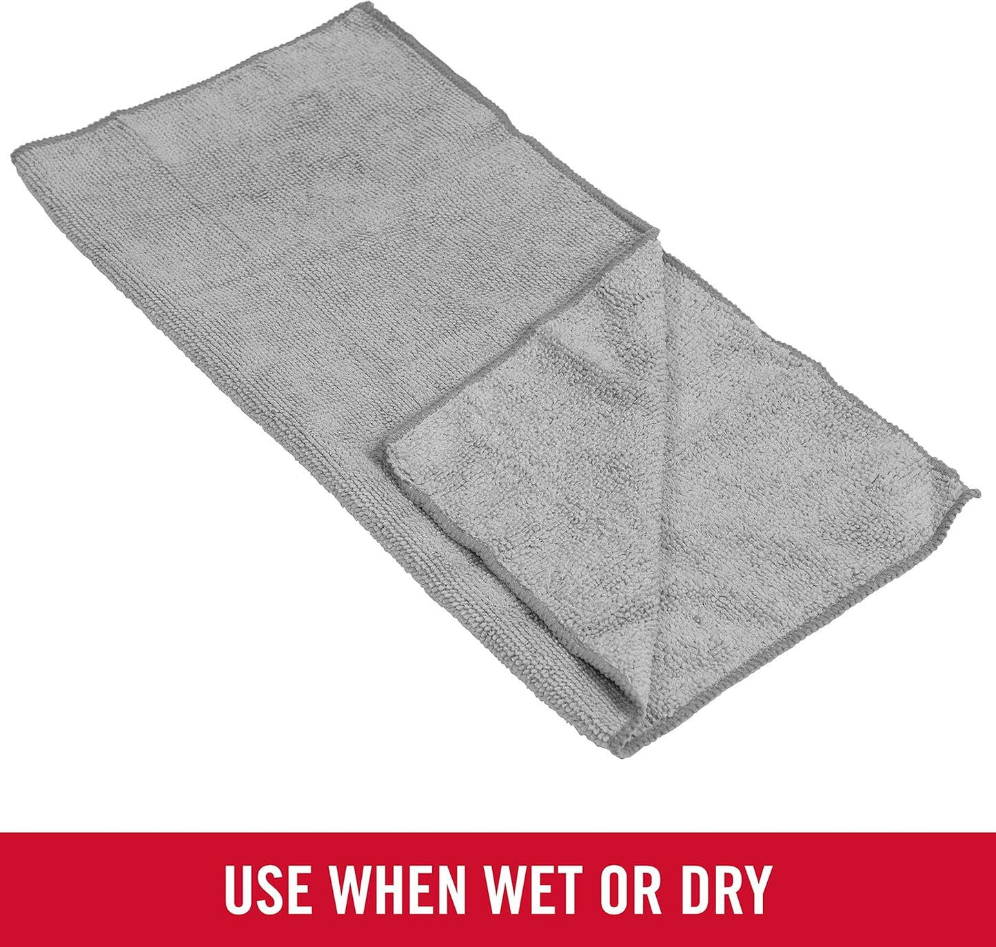 Rubbermaid All Purpose Microfiber Cleaning Cloth Towels, 50 Pack, 12"x12", Non-Scratch, Reusable/Washable for Cleaning/Wiping/Polishing for Home/Kitchen/Car