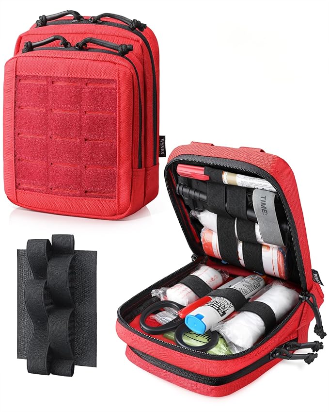 WYNEX Molle Admin Pistol Pouch for Concealed Carry, Tactical EDC Belt Pouch Gun Bag Utility Tool EMT Organizer Pouch Medical CCW with Universal Pistol/Elastic Holster