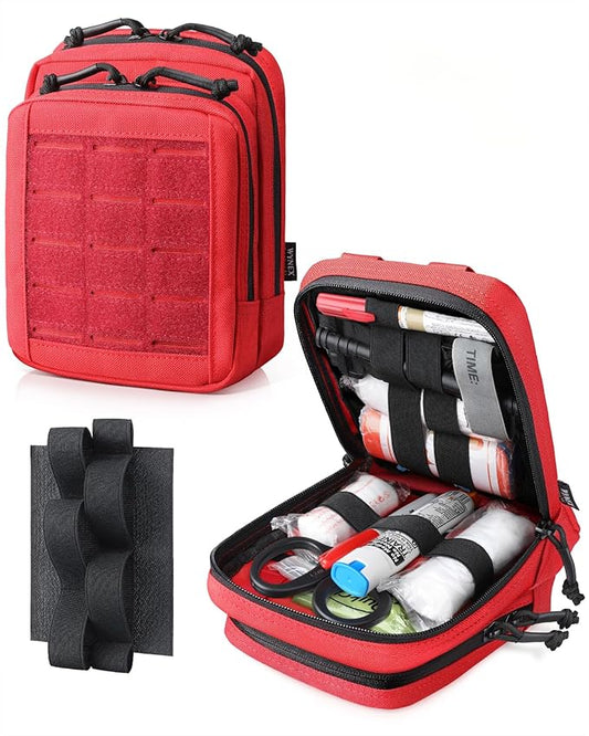 WYNEX Molle Admin Pistol Pouch for Concealed Carry, Tactical EDC Belt Pouch Gun Bag Utility Tool EMT Organizer Pouch Medical CCW with Universal Pistol/Elastic Holster