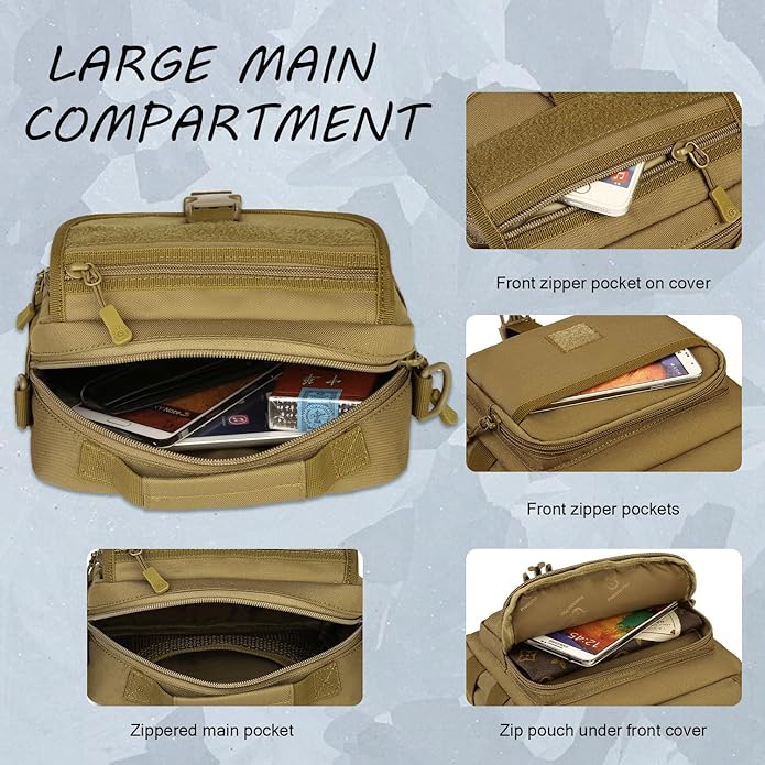 Protector Plus Tactical Messenger Bag Men Small Military MOLLE Crossbody Pack (Patch Included)