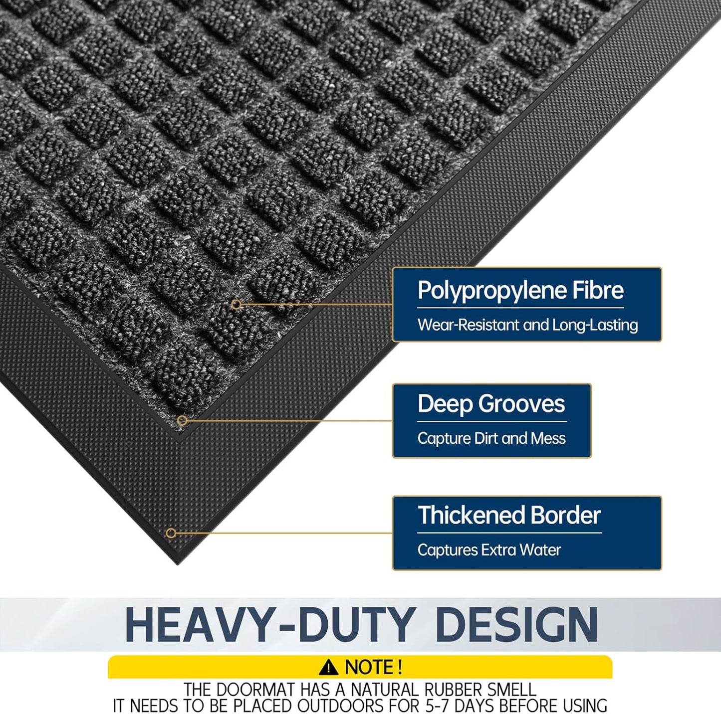 Indoor Outdoor Front Door Mats, 72" x 48" Rubber Backing Non Slip Durable Welcome Floor Mats for Patio, Garage Entrance, Stain and Fade Resistant Commercial Doormats for High Traffic