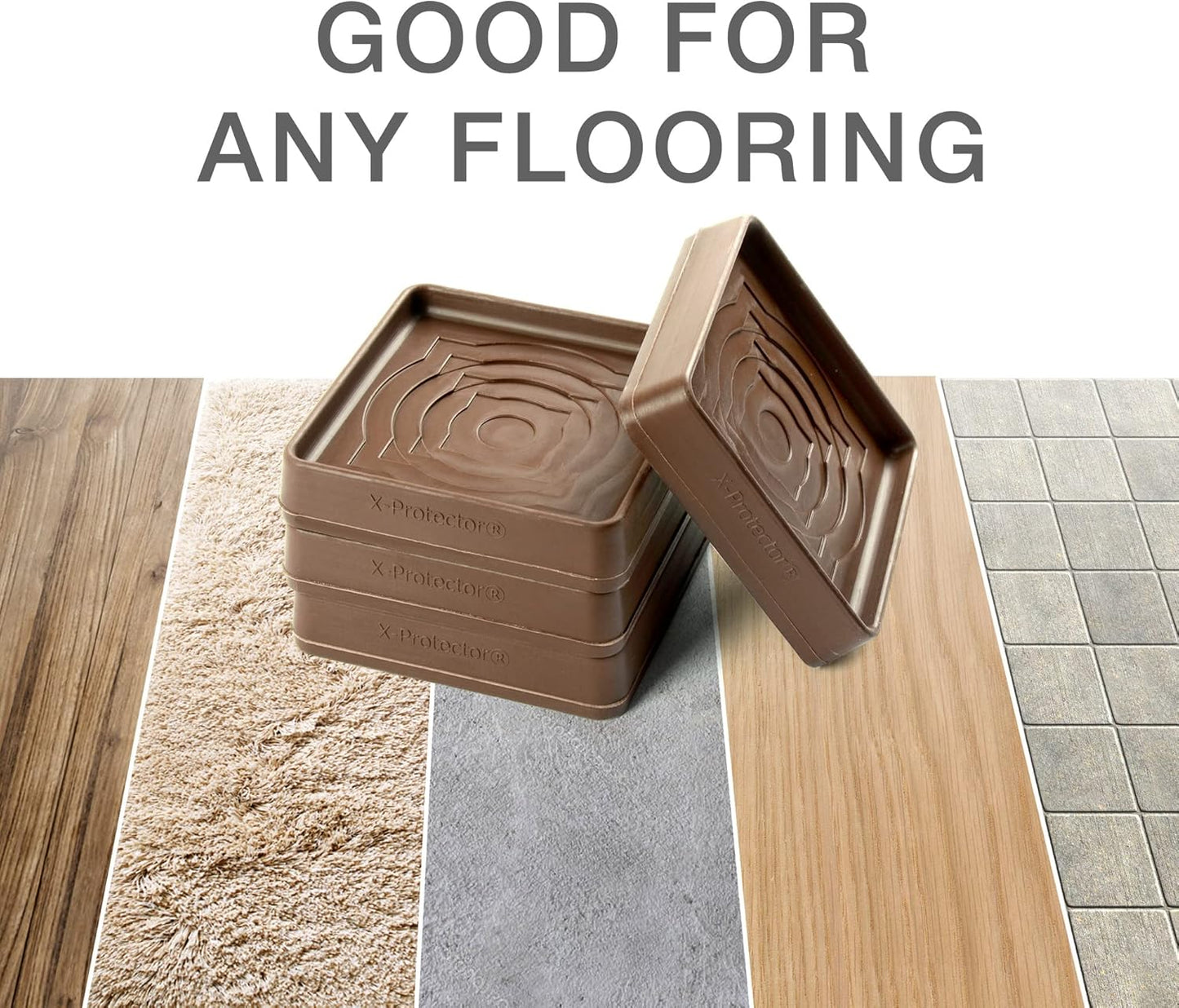 Furniture Cups X-PROTECTOR – 2" Caster Cups 4 PCS – Premium Furniture Coasters – Ideal Bed Stoppers – Non Skid Furniture Pads with a Perfect Design – Rubber Furniture Pads - Protect Any Flooring!