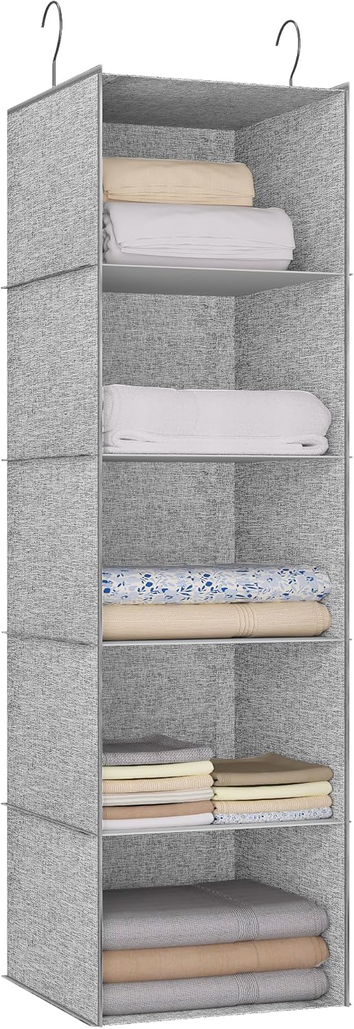 5-Shelf Hanging Storage Closet Organizer, Linen Rv Storage and Organization for Wardrobe, Inside, Camper Accessories, Nursery, Baby Room