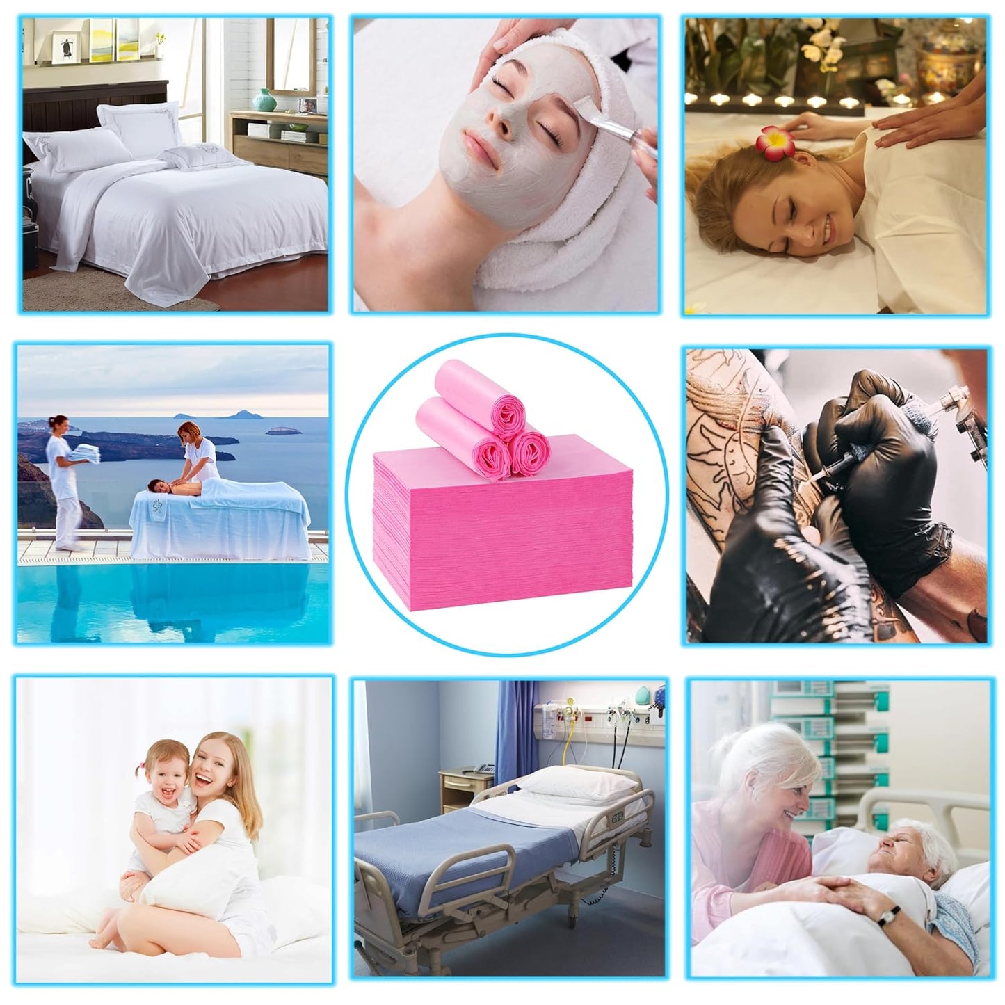 100 Pcs Disposable Bed Sheets 31" x 71" Massage Table Sheets Non Woven Fabric SPA Bed Cover Breathable for Massage Beauty Tattoos (100 Pcs Pink)