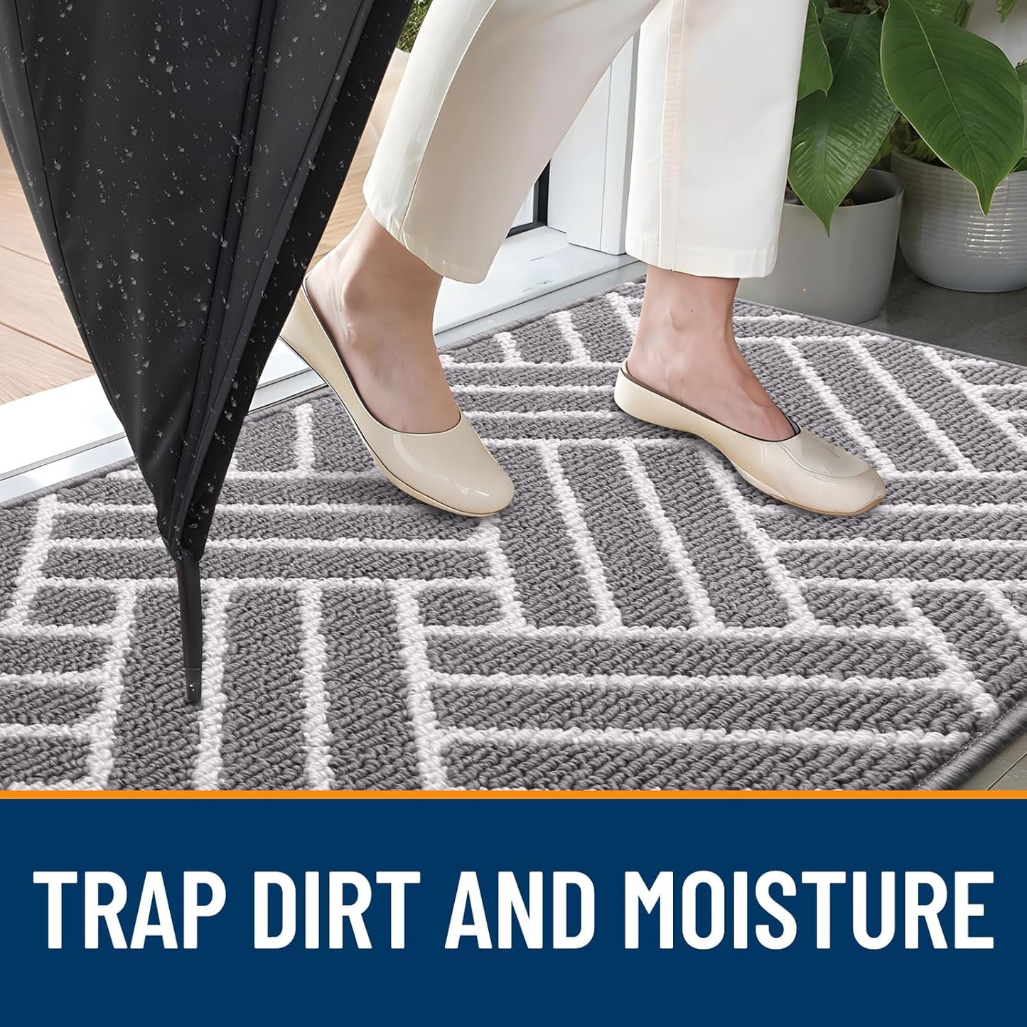 OLANLY Runner Indoor Door Mat, 47x20 Inch, Dirt Resistant and Absorbent, Non-Slip Rubber Backing Floor Mats, Easy Clean Low-Profile Doormat for Entryway, Front Door, and Inside Entrance, Grey