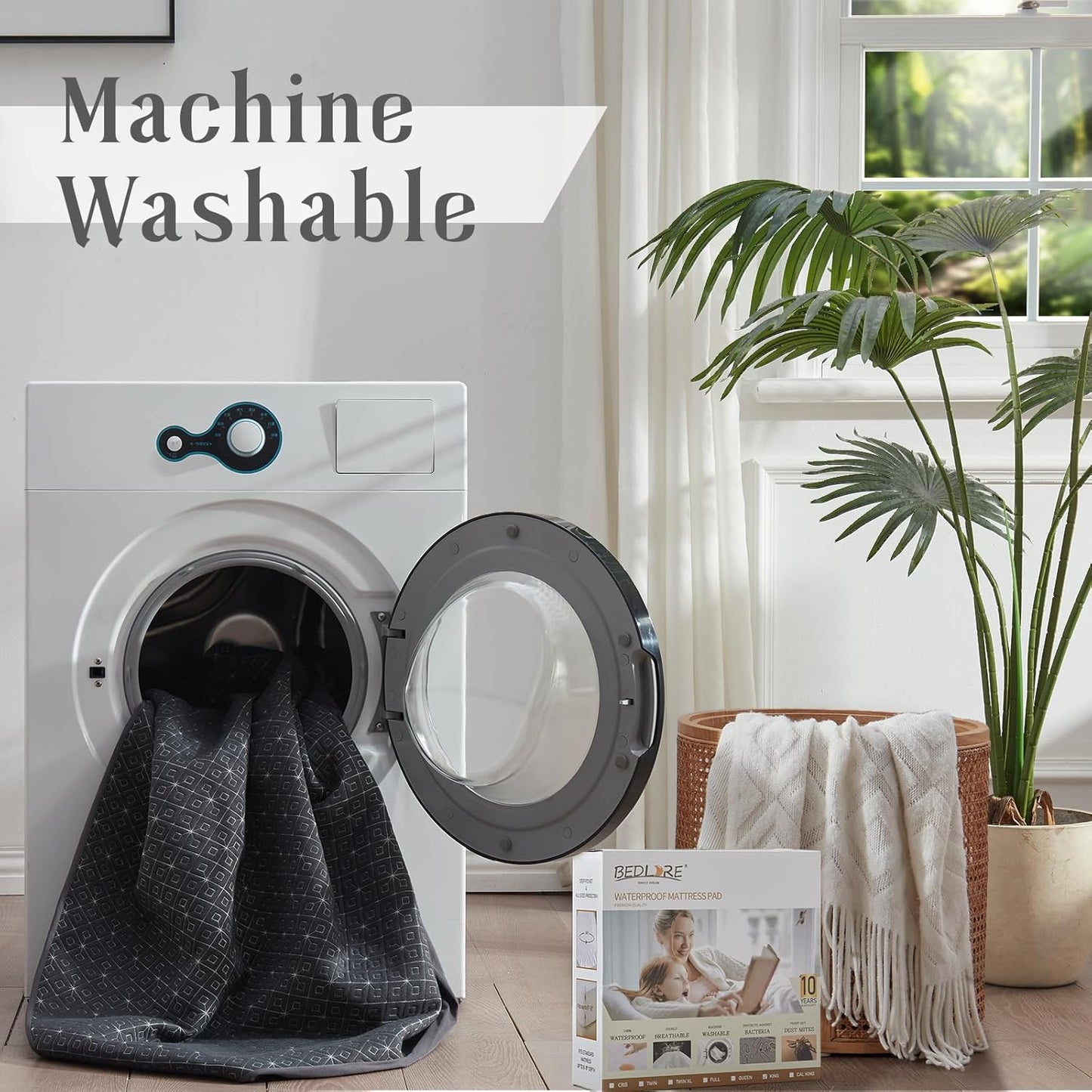 BEDLORE Full Size Mattress Protector, Waterproof Noiseless Mattress Cover with Stretchable Pockets for 6-15 inches Mattress, Soft Breathable Mattress Pad for College Dorm (Dark Gray)