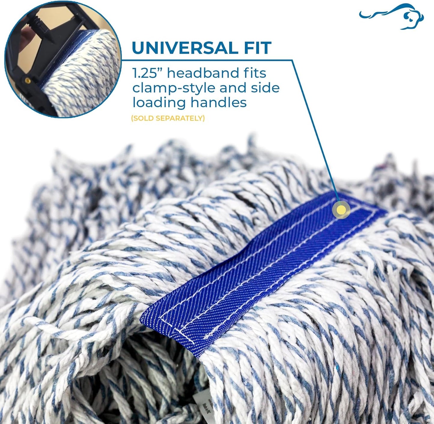 KLEEN HANDLER Cut End Finish Mop | 1.25" Universal Headband, Maximum Absorption Finishing Mop, Pack of 1