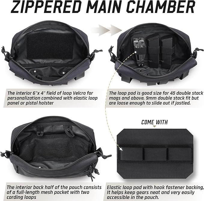WYNEX Tactical Molle GP Admin Pouch, Molle General Purpose Pouch EDC Molle Utility Tool Pouch Organizer Military Multi Purpose Bag Modular Pouches Cummerbund Belt Pouch with Hook and Loop Insert Panel