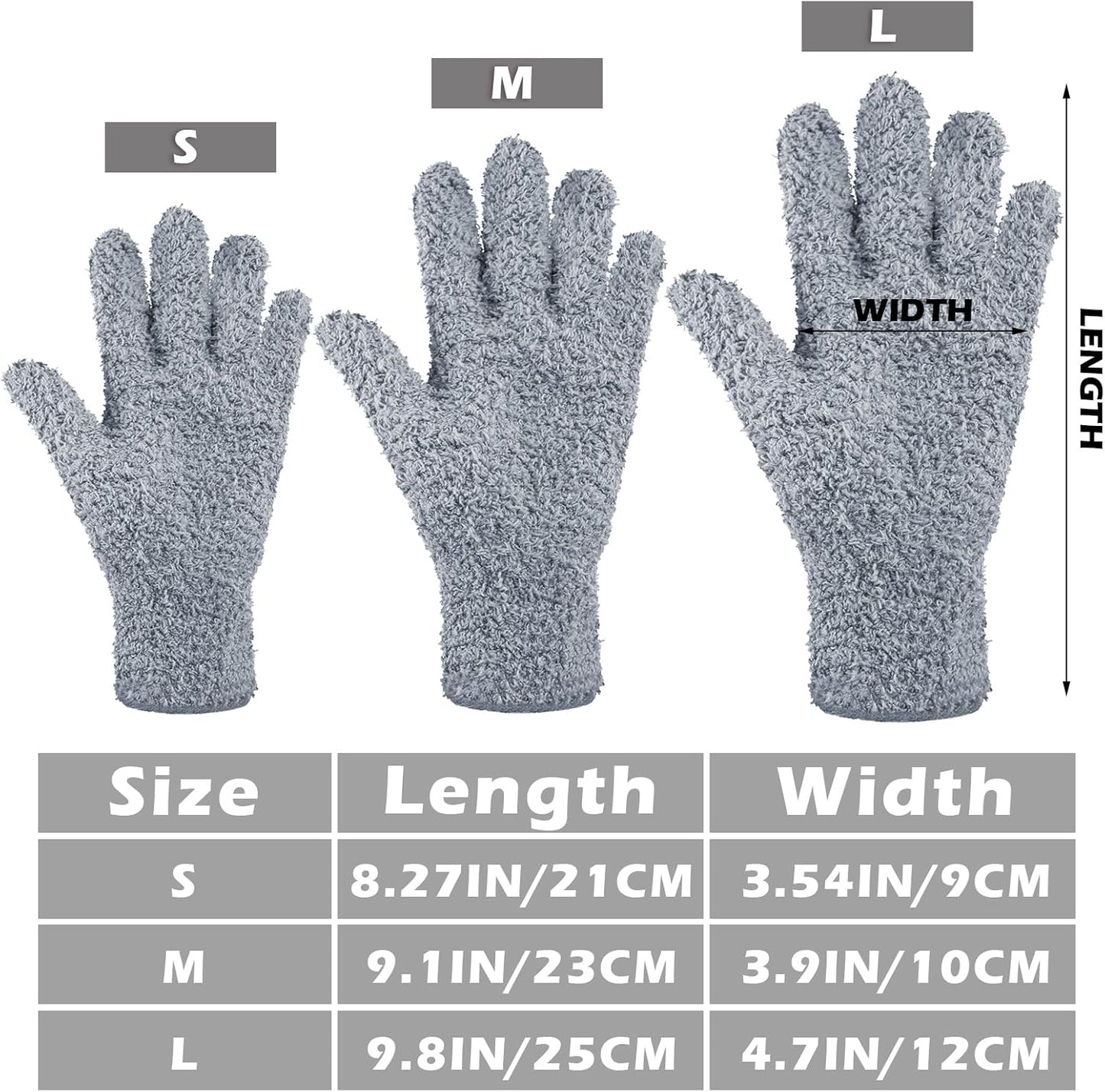 Patelai 3 Pairs Microfiber Plant Dusting Gloves Leaf Cleaning Gloves for Indoor Plants, Blinds, Furniture, House(Medium,Black, White, Gray)