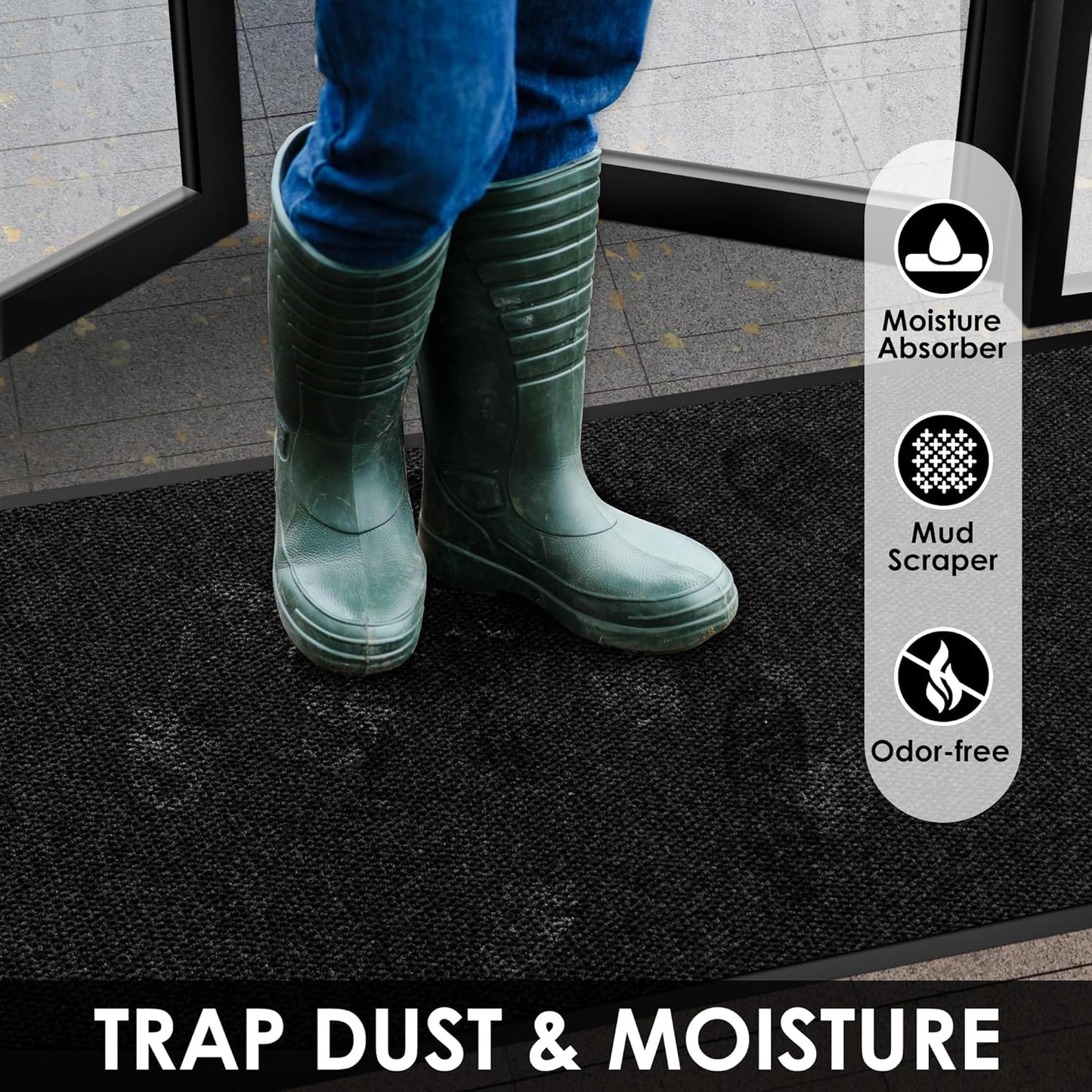 2′ x 63′ Front Door Mat Indoor Outdoor Entrance, Commercial Floor Mat Heavy Duty Dirt Trapper Entryway Doormat, Custom Size Non Slip Rubber Backing Welcome mat, Door Mat for High Traffic Area