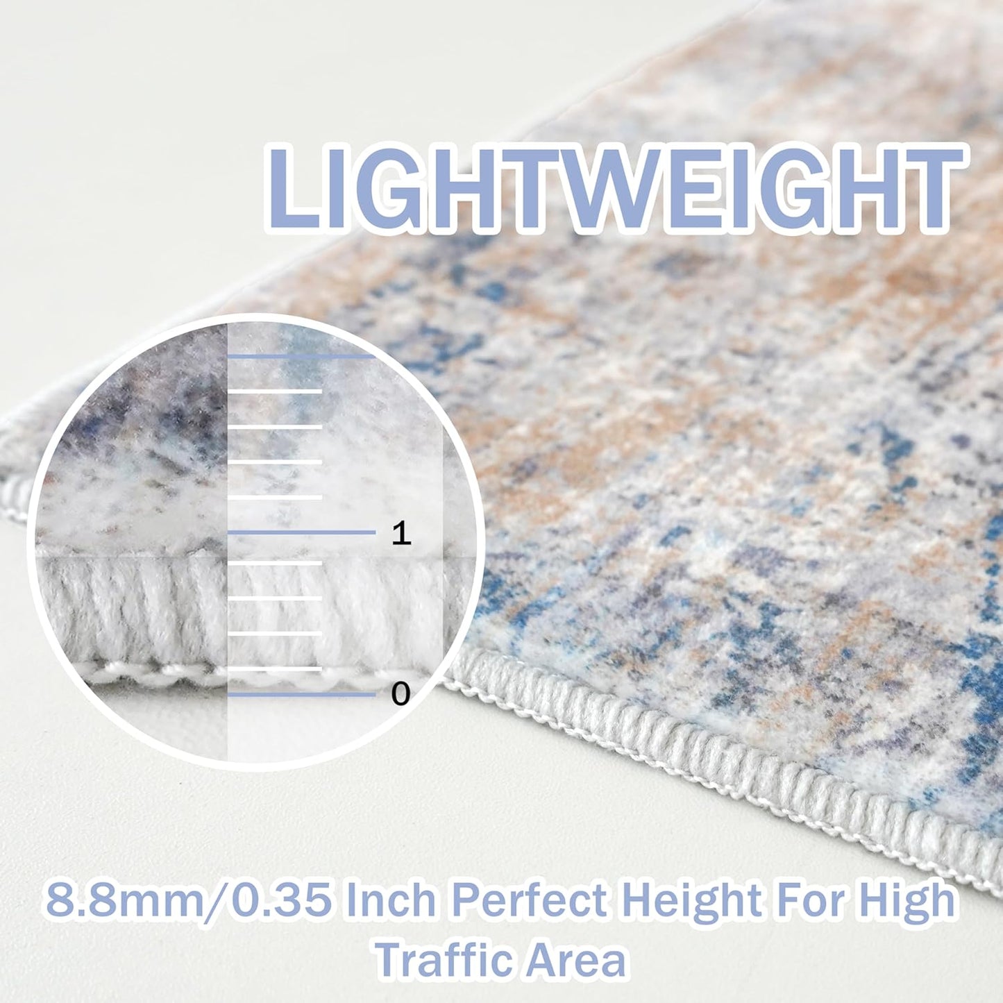 IOHOUZE Abstract Runner Rug 2x12 Ft Washable Runners for Hallways, Non Slip Kitchen Runner Printed Faux Wool Entryway Runner Indoor, Modern Abstract Floor Carpet for Hall Kitchen, Blue Rust