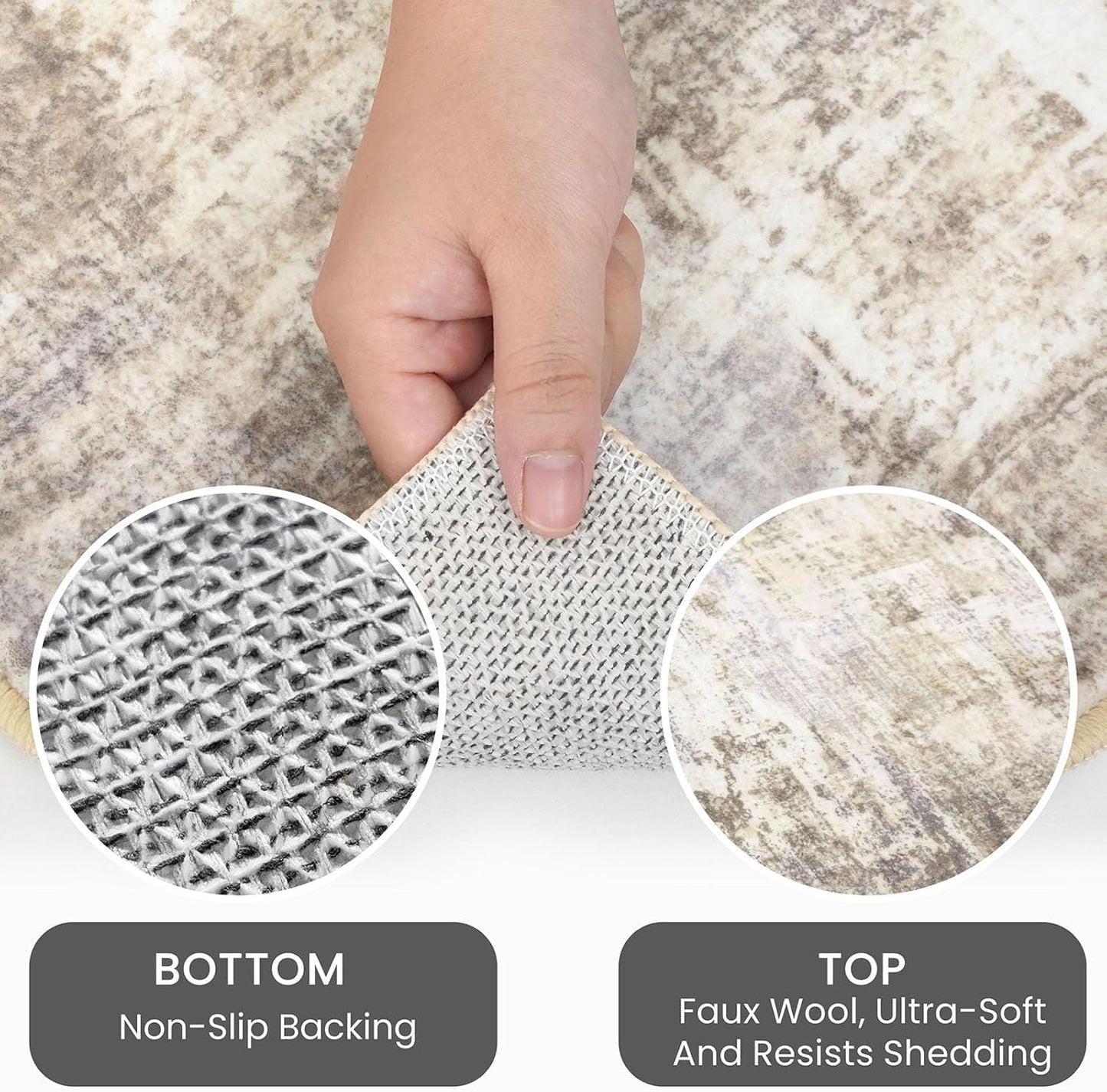 IOHOUZE Abstract Runner Rug 2x7 Ft Washable Runners for Hallways, Non Slip Kitchen Runner Printed Faux Wool Entryway Runners Indoor, Modern Abstract Floor Carpet for Hall Kitchen Bedroom, Beige Brown