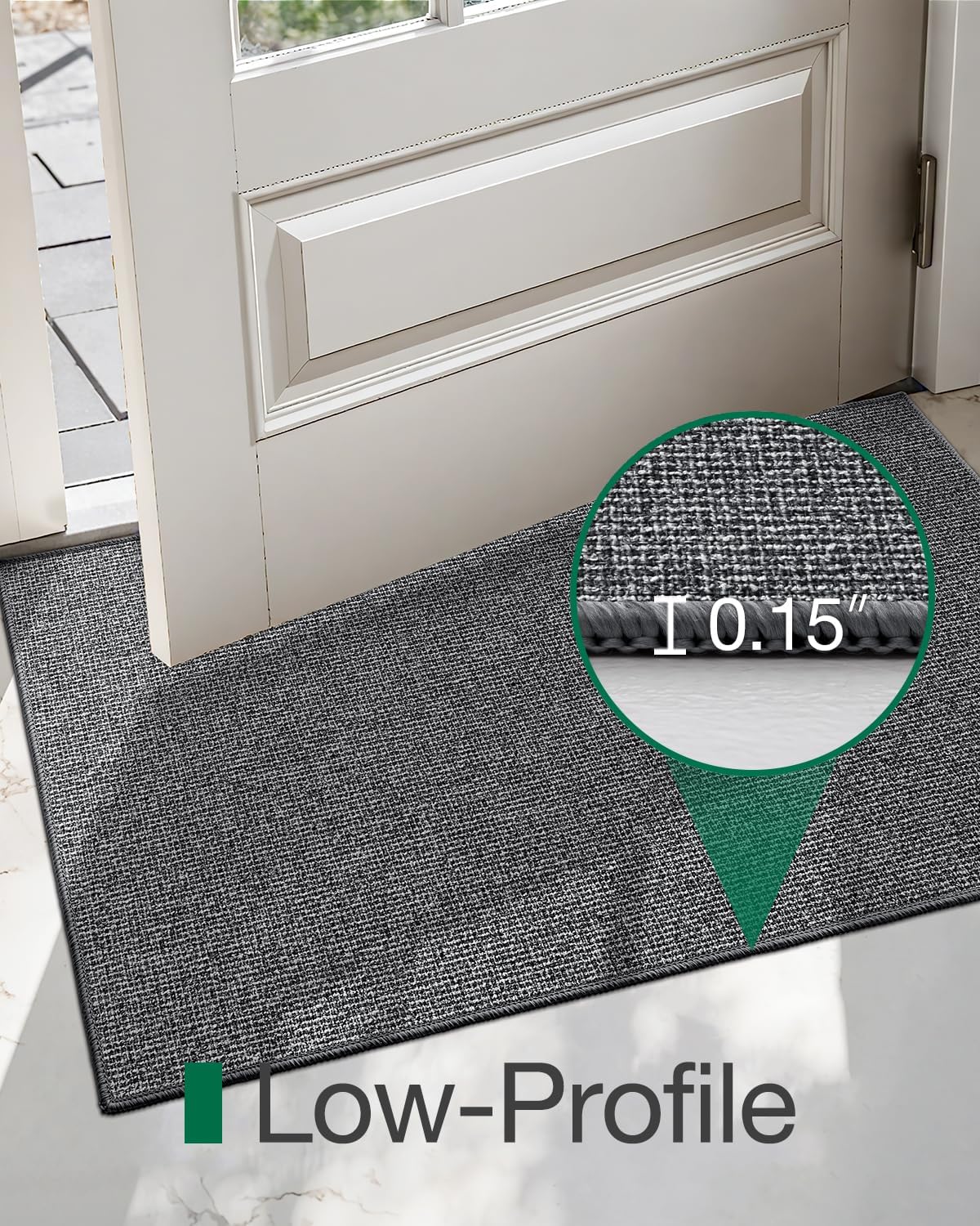 LUMI Indoor Door Mat 24"x36", Ultra Thin Low Profile Non-Slip Doormat for Home Entrance, Absorbent & Stain-Resistant Welcome Mats, Washable Entryway Mat for Front Door, Patio, Porch, Grey