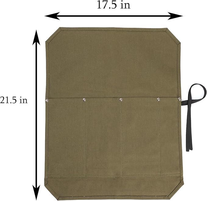 Kaaltisy Knife Roll Bag, 16oz Waxed Canvas Chefs Knife Bag with 4 Slots, Specialized Anti Cutting Fabric Knife Holder with Tie Rope | Army Green