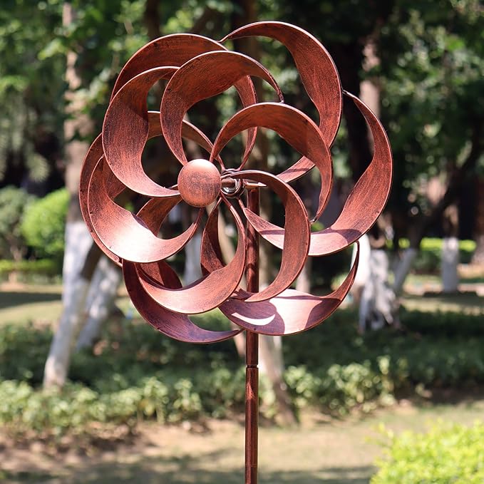 360 Degrees Metal Swivel Classical Wind Spinner Willow Leaves for Patio Lawn Outdoor Yard Lawn Garden