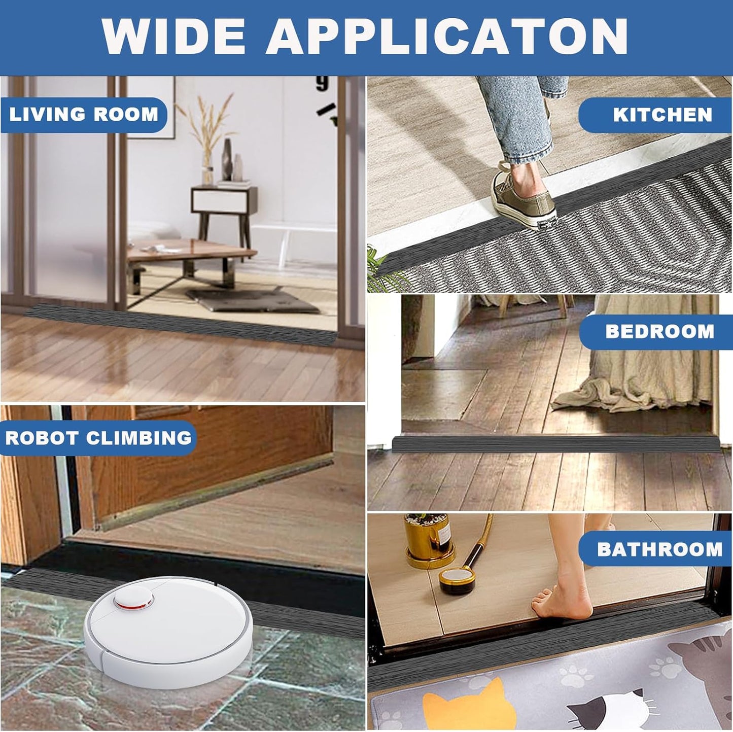 Vinyl Door Threshold Flooring Transition Strip Self Adhesive Carpet Edging Strip for Laminate Doorway Edge Threshold from 2/5" to 3/5" (Dark Gray Wood Grain, 3.3 Ft)
