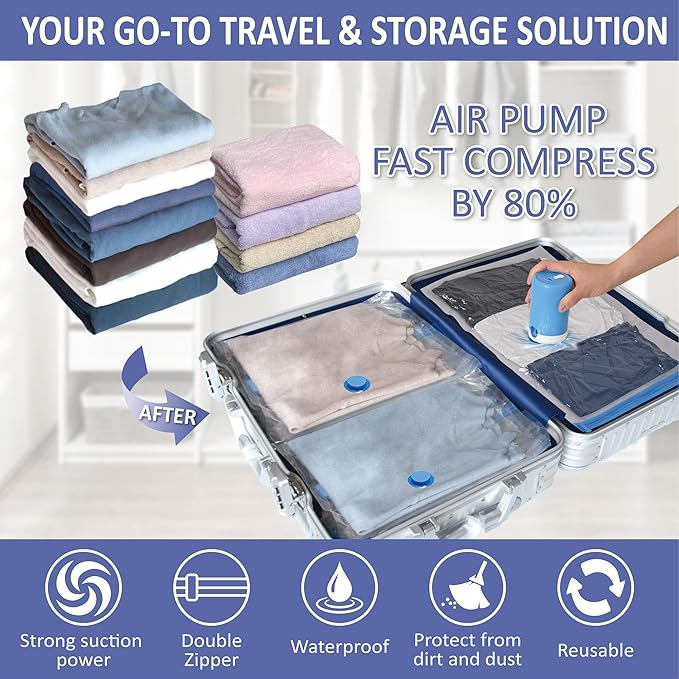 15 Pack Space Saver Storage Bags with Electric Air Pump