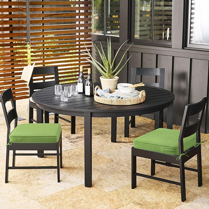 Outdoor Sunbrella Square Corner Seat Cushion, 19"x19"x3", Set of 4, Non Slip Seat Cushion Pads with Removable Cover for Patio Furniture, Garden Yard Lawn, Canvas Ginkgo