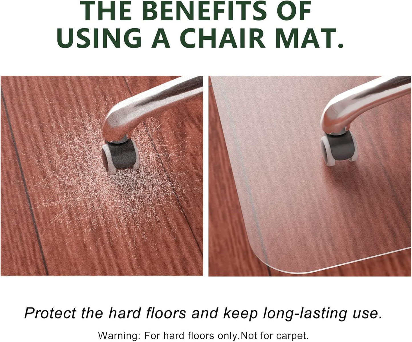 FuturHydro Chair Mat for Hardwood Floor, 30" x 48" Clear Anti-Slip Computer Desk Chair Floor Mat, Easy Glide, Transparent Mats for Office, Home and Gaming Floors (Rectangle)