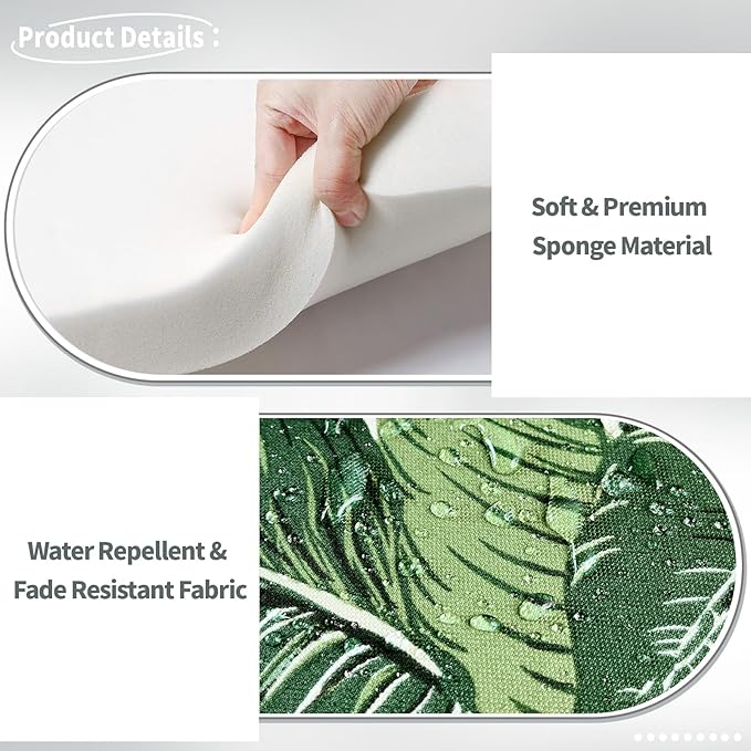 Indoor/Outdoor Chair Cushions 16x17 Inch, Patio Chair Cushions with Ties, All Weather Seat Cushions for Patio Furniture Home Garden Chair Use, Set of 2, Swaying Palms Green