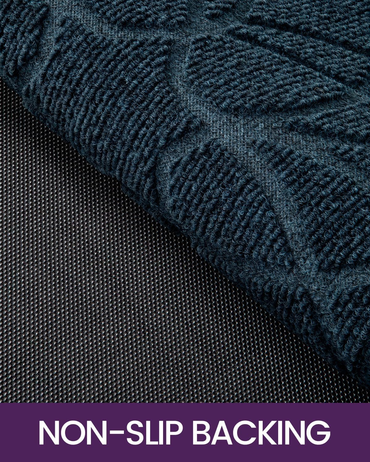 DEXI Front Door Mat Outside Entrance, Heavy Duty Non Slip Low Profile Doormat for Entryway, Trap Dirt and Moisture Welcome Mats, Easy Clean, Patio, Garage, 3x2, Blue