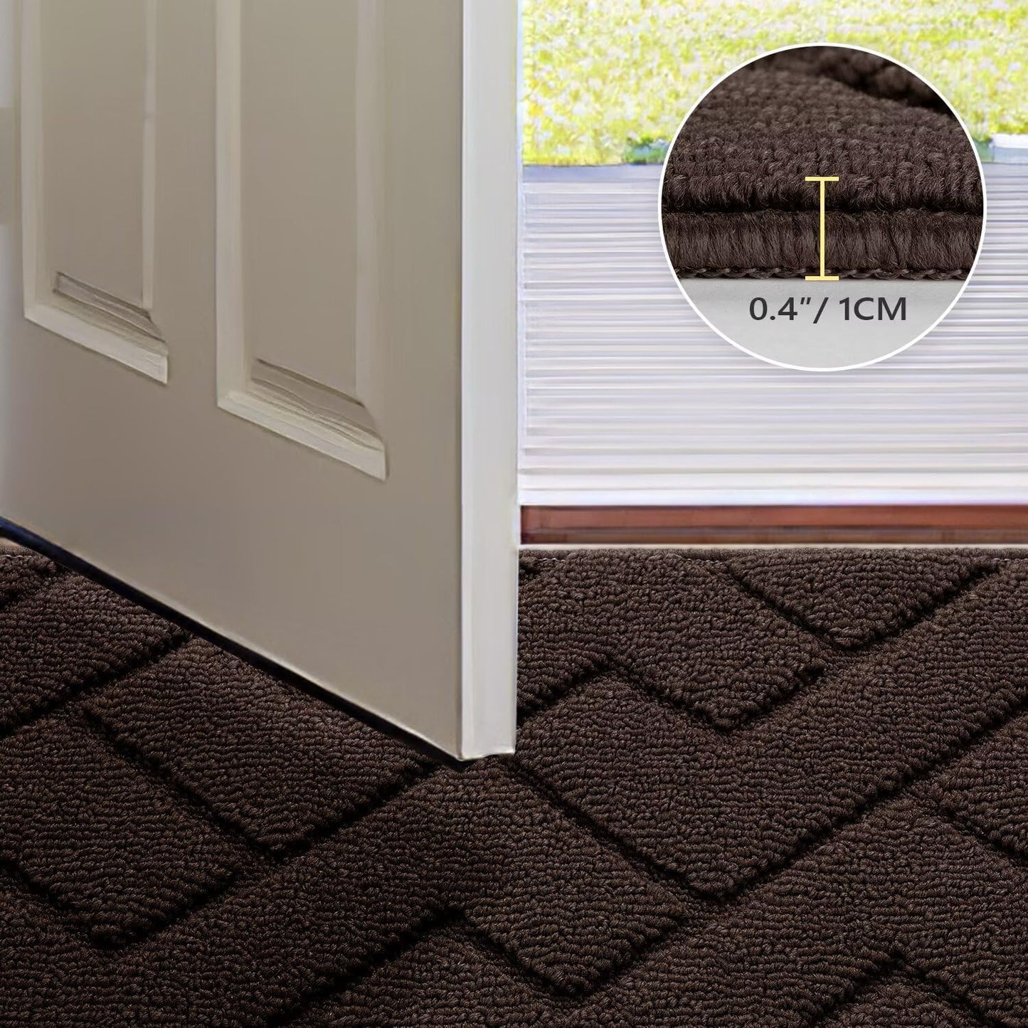 hicorfe Indoor Doormat,Front Back Door Mat Rubber Backing Non Slip Door Mats 47"x71" Absorbent Resist Dirt Entrance Doormat Inside Floor Mats for Entryway Washable Low-Profile(Coffee)