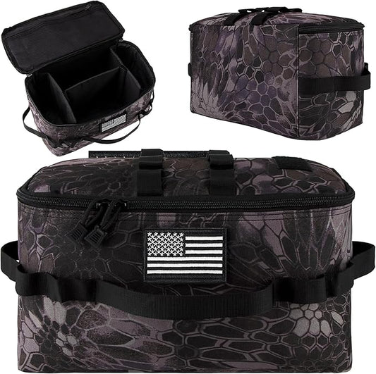 bvya Tactical Camping Storage Bag 11 Liters Outdoor Utility Tote Bag Camping Cookware Organizer Trunk Organizer with Flag Patch