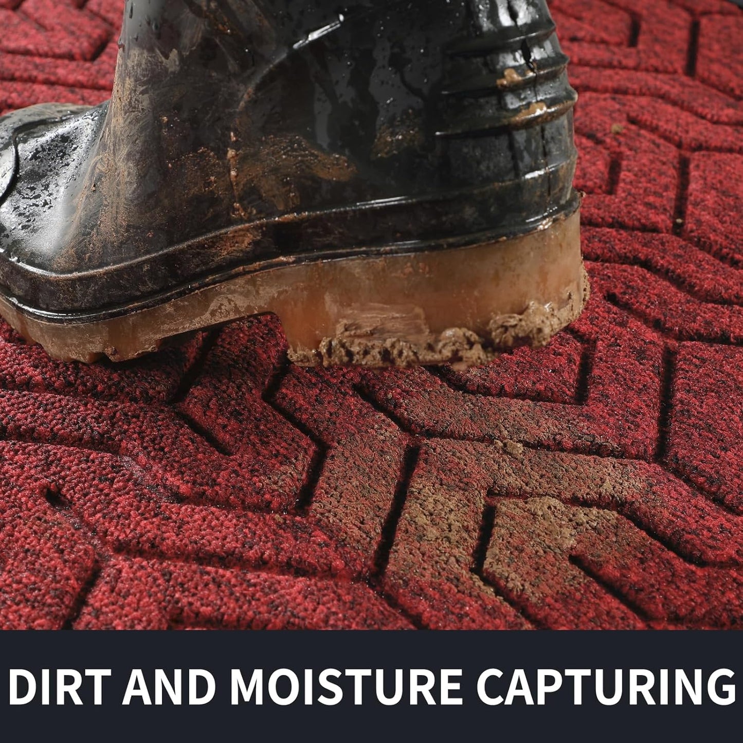 Yimobra Large Door Mat Outside Entrance 47x32, Waterproof Heavy Duty Outdoor Mats for Front Door, Non Slip Rubber Entry Mat for Garage Patio, Easy Clean, Black Red