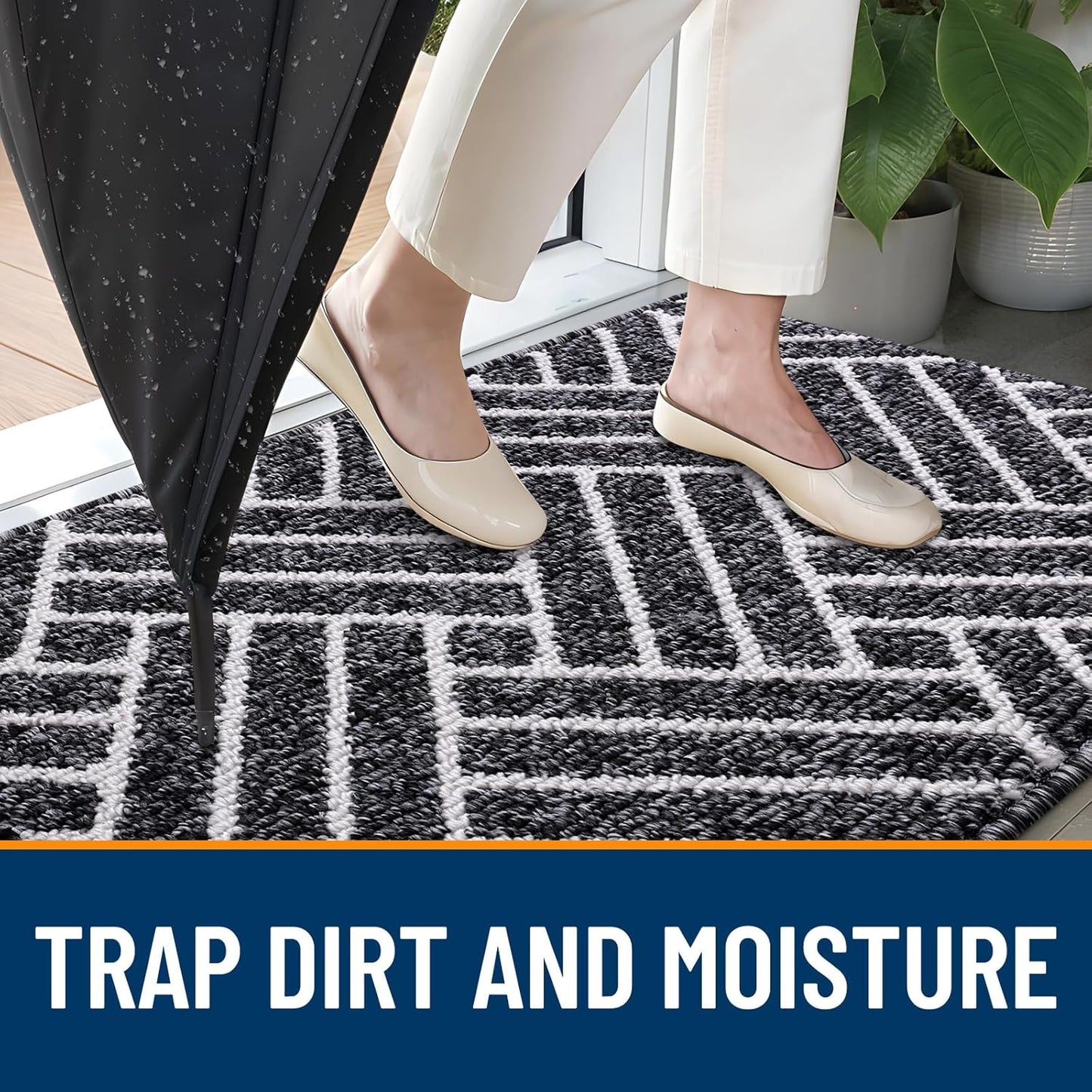 OLANLY Large Indoor Door Mat, 59x35 Inch, Dirt Resistant and Absorbent, Non-Slip Rubber Backing Floor Mats, Easy Clean Low-Profile Doormat for Entryway, Front Door, and Inside Entrance, Black