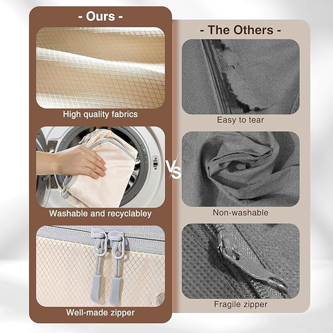 DIMJ Comforter Storage Bag 4 Pack - Blanket Storage Organizer Compression Bags, Large Capacity Ultra Space Saving Self Compression Organize for Bedding, Pillow, Duvet, Sheet Storage with Zipper Window