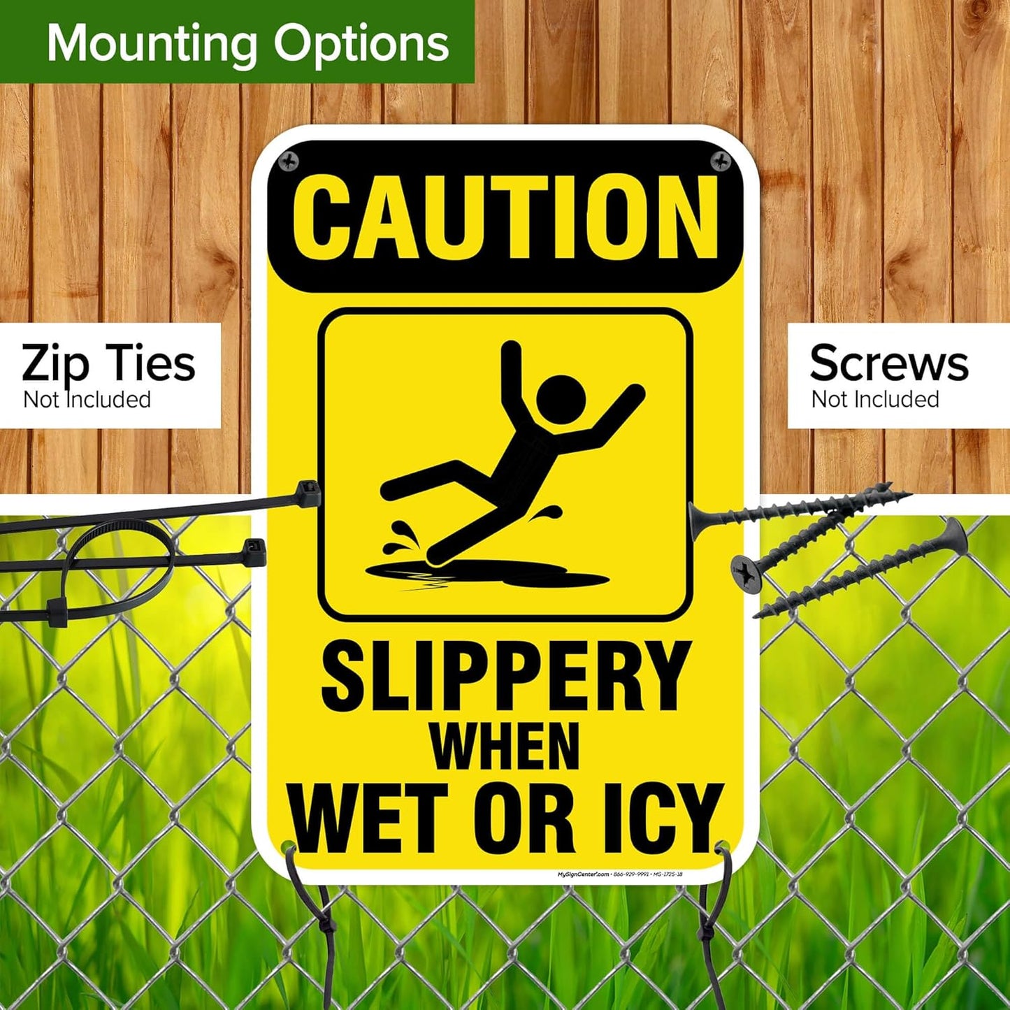Caution Slippery When Wet Sign or ICY Sign, 12"x18" Polyethylene, Indoor/Outdoor Use, USA MADE By My Sign Center