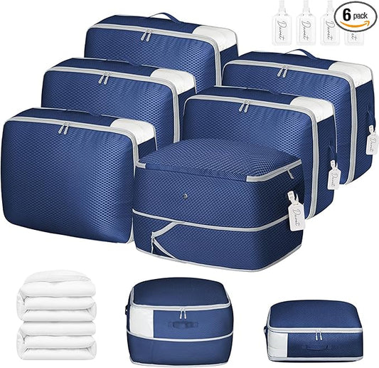 DIMJ Comforter Storage Bag 6 Pack - Blanket Storage Organizer Compression Bags, Large Capacity Ultra Space Saving Self Compression Organize for Bedding, Pillow, Duvet, Sheet Storage with Zipper Window