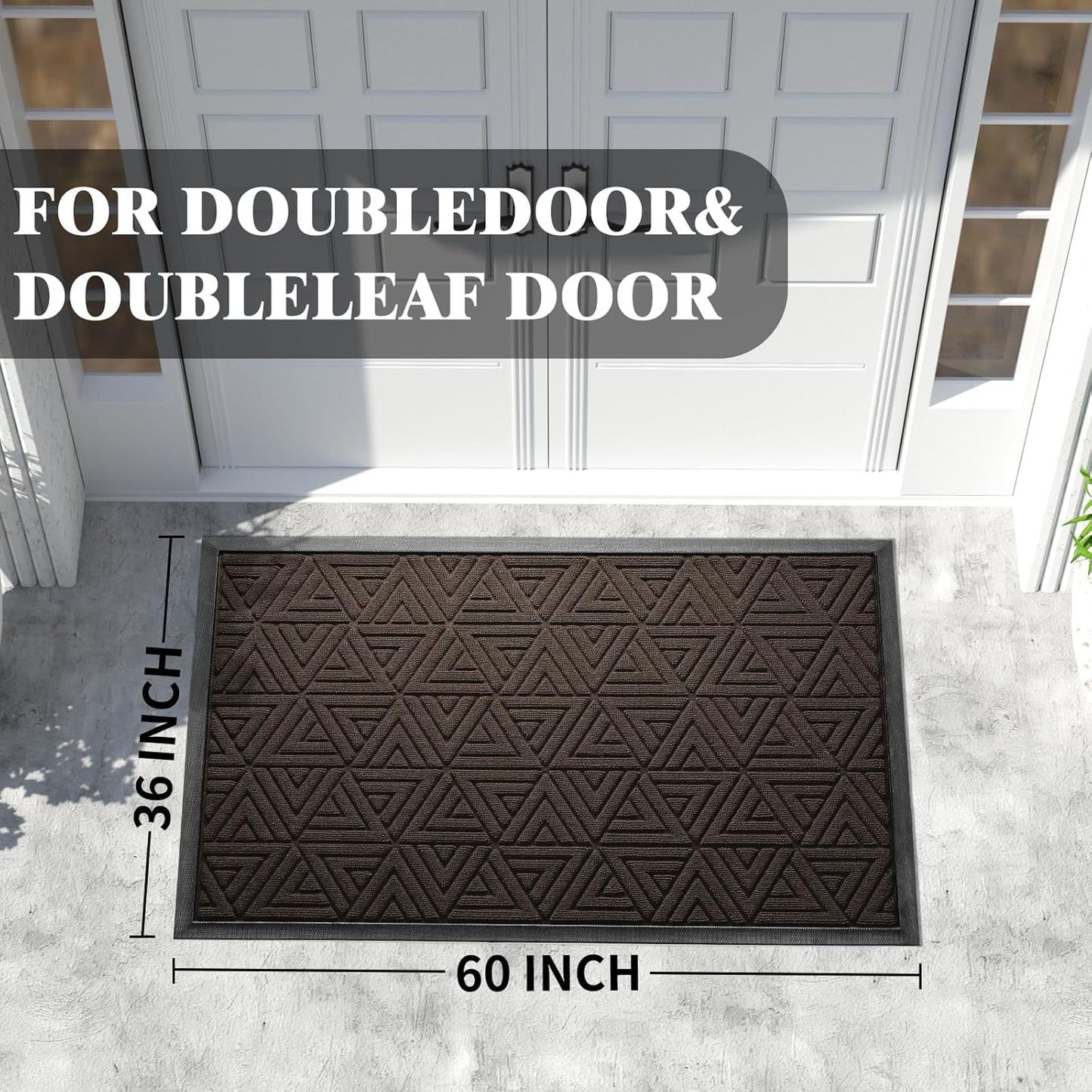 Yimobra Extra Large Door Mat 60x32, All-Weather Waterproof Non-Slip Welcome Matt Outdoor, Heavy Duty Non Slip Doormat for Entryway for Patio and Garage Indoor, Easy Clean, Brown