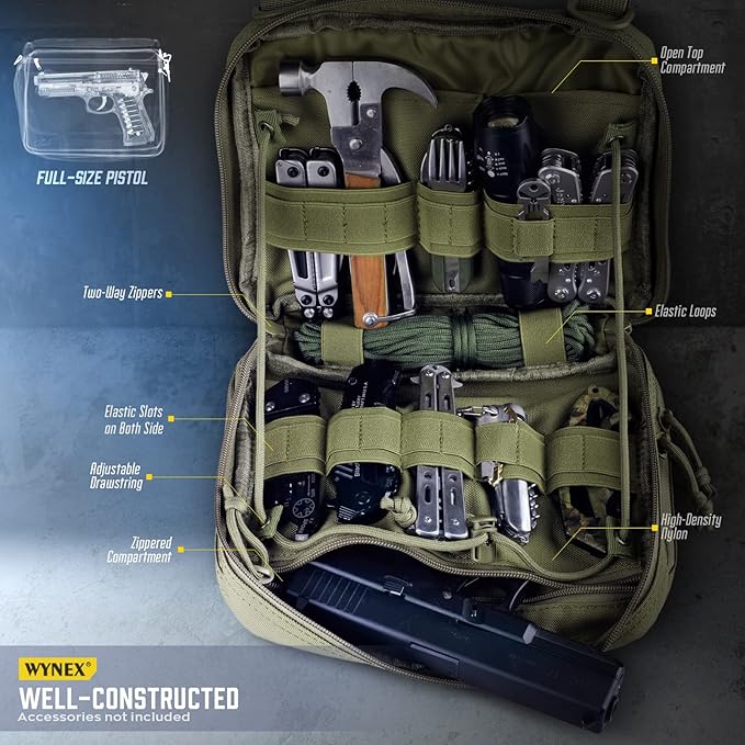 WYNEX Tactical Large Admin Pouch of Double Layer Design, Molle EDC EMT Utility Pouch with Map Sleeve Modular Tool Pouch Large Capacity Flag Patch Included