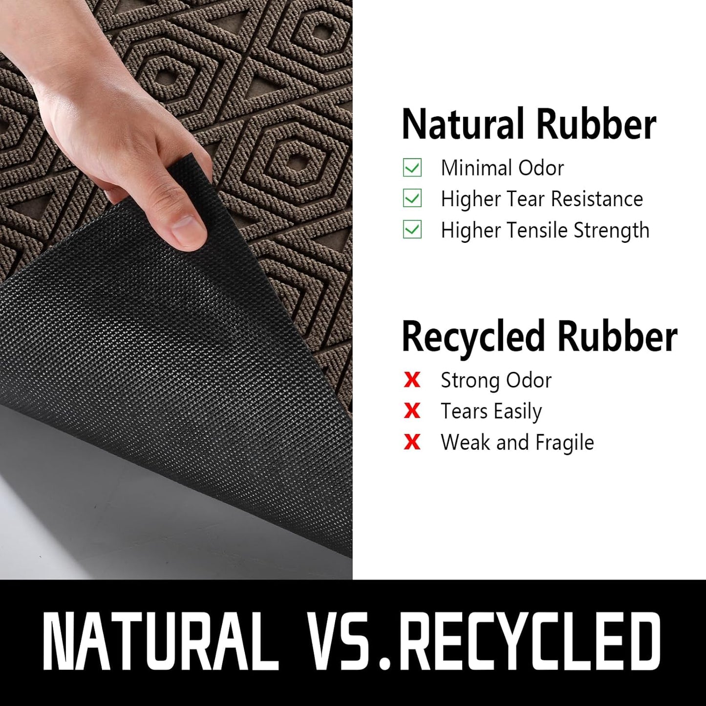 Yimobra Door Mat, Outdoor Indoor Entrance Welcome Mat, Heavy Entry Front Door Mat, Stain & Fade Resistant, Low Profile, Sturdy Rubber, Easy Clean Patio Floor Mat, Waterproof, 60 x 36,Brown